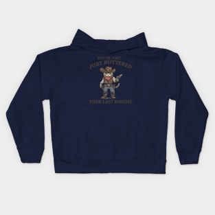 You've Just Buttered Your Last Biscuit Shirt Funny Cowboy Cat Riding T-Rex M0559 Kids Hoodie